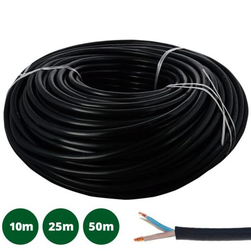 5 m LED Cable Twin Stranded 0.75 mm² Coated 2-Core (5 m LED Cable 2 x 0.75  mm² with Sheath Black)