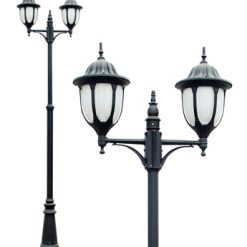 Amphora Black and White Twin Lamp Post