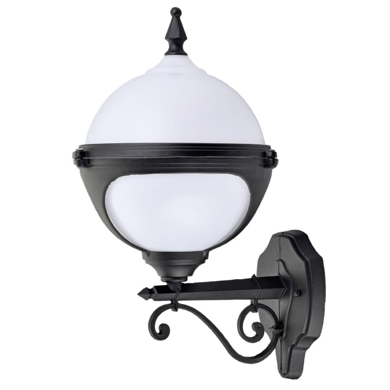 Mystic White Globe Wall Lantern, Globe Outdoor Wall Light With Sensor