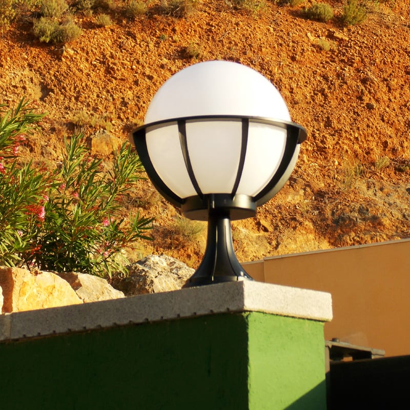 Globe Pedestal Light With 9w Led, Outdoor Post Lamps With Photocell