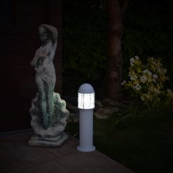 0.6m white louvred bollard light & statue