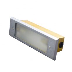 aged silver brick light with frosted faceplate LED otudoor use